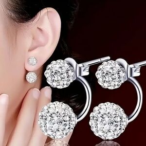 Elegant Silver Crystal Stud Earrings